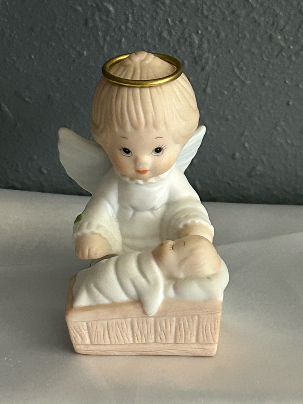 Vintage Enesco Holly Babes- Angel Figurine with Baby